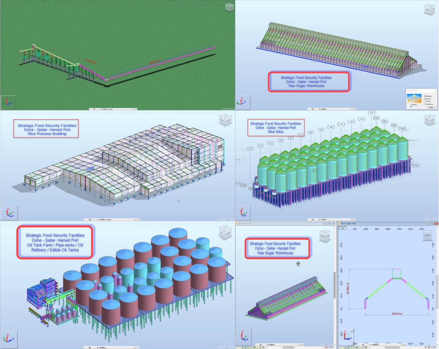 Food security facility structural models and layouts